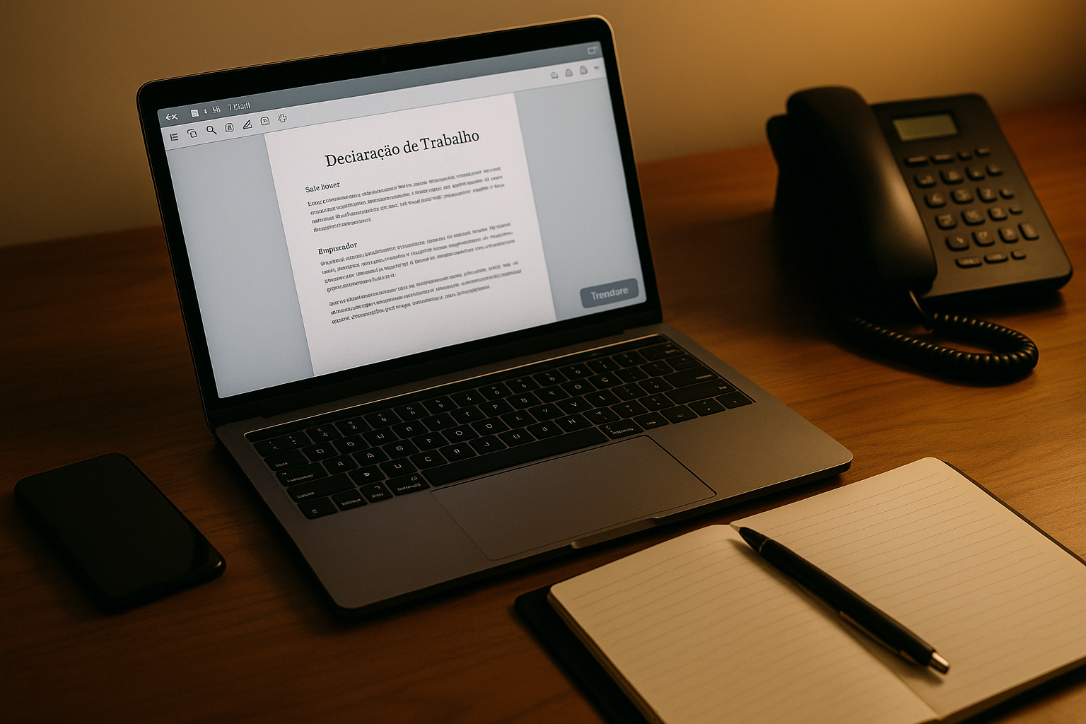 Mesa premium com documentos organizados